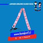 Lanyards Corazones Blanco Fucsia