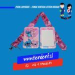 Pack Lanyards Stitch Rosado Funda Vertical